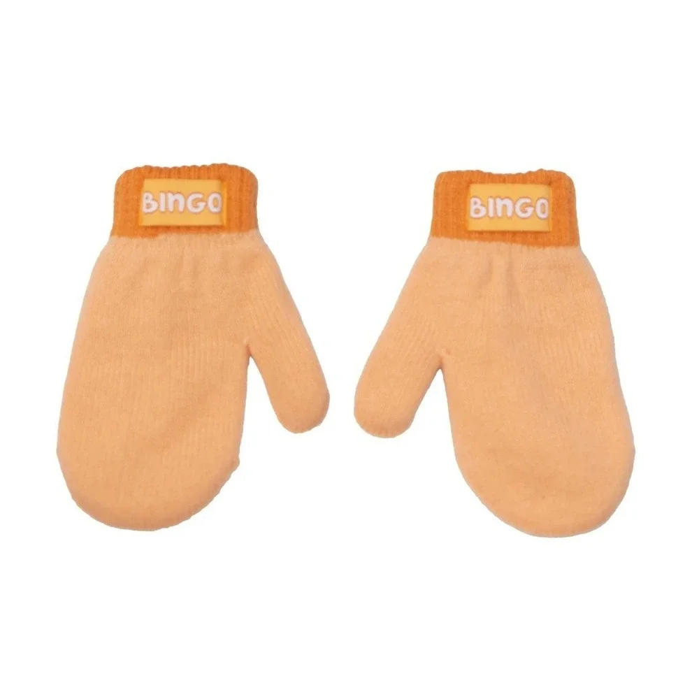 Bluey Bingo Toddler Beanie Hat and Mittens 2-Piece Winter Set Orange Knit NWT